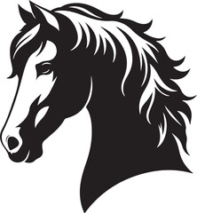 horse head silhouette, vector artwork of horse head