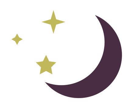 Mystic celestial bodies, crescent moon with stars