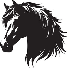 horse head silhouette, vector artwork of horse head
