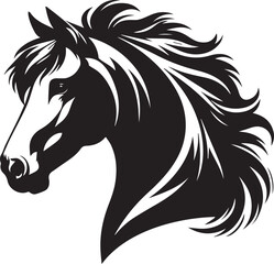 horse head silhouette, vector artwork of horse head