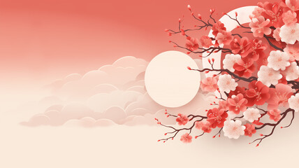 Design a clean and minimalistic illustration of modern Lunar New Year