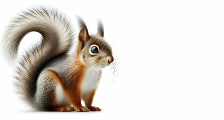 Red squirrel in front of a white background Ai generative - obrazy, fototapety, plakaty