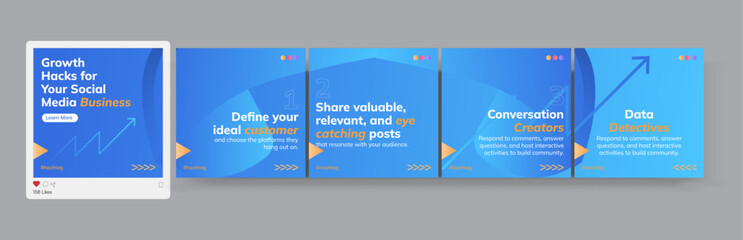 Carousel Slides Template for Social Media, Carousel post template. Instagram microblog carousel post © Hosain