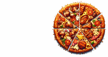 Fresh tasty pizza on white background on withe background ai generative