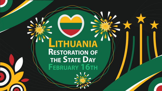 Lithuania Restoration of the State Day  vector banner design. Happy Lithuania Restoration of the State Day modern minimal graphic poster illustration.