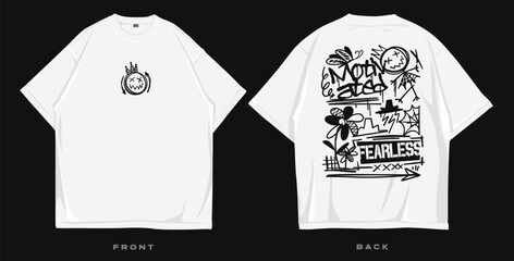 Graffiti t shirt design, brutalism t-shirt design, urban graphic t-shirt, streetwear design for print or screen printing, cool slogan quote typography lettering, street style fashion design © Universtock