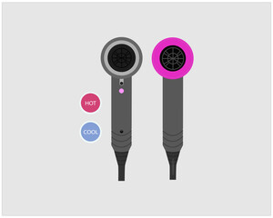 Hair drier machine vector illustration. Barber shop tools icon. Blow drier, Hair care, Hair dresser tools, Electronic machine, Saloon drier, Beauty and fashion, Technology.
