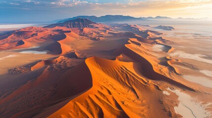 Fototapeta na wymiar Aerial view of the Namib desert at sunset Namibia 