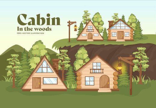 Cabin in the Woods Scene Illustration