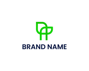 MP with leaf combination nature logo design template