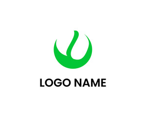 Clean and minimal letter U with leaf icon logo sign
