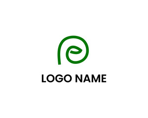 Modern P with leaf creative business logo design template