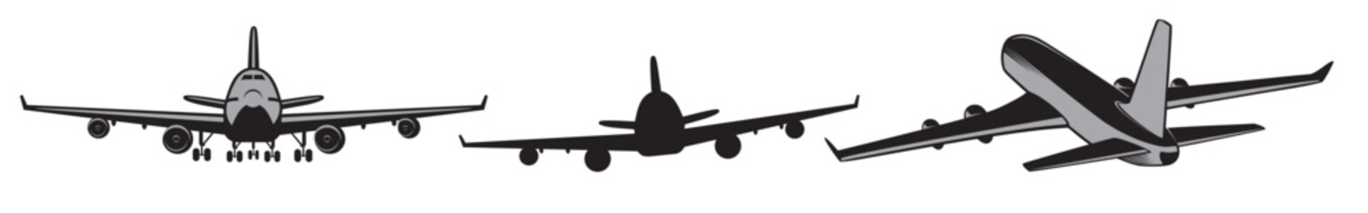 silhouette of a aero plane - obrazy, fototapety, plakaty