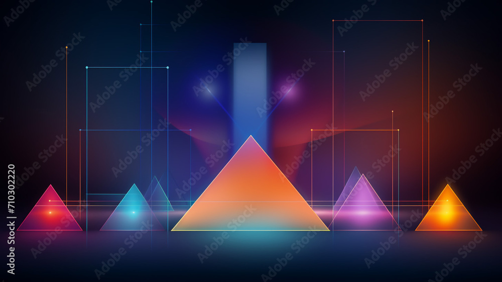 Canvas Prints a set of glowing geometric shapes against an abstract