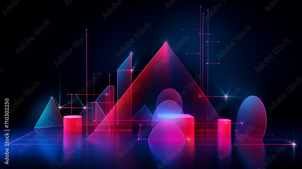 Canvas Prints amazing set of glowing geometric shapes against an abstract