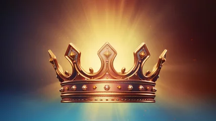 Fotobehang A shining crown on a royal gradient background © BornHappy