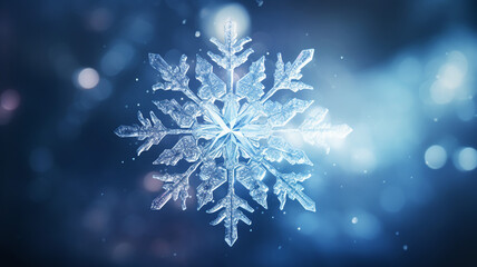 Fototapeta na wymiar Fantastic shining snowflake on a winter gradient