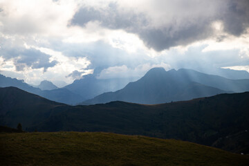 Obraz premium View from Passo Giau, dramatic sunset - Dolomites - Italy
