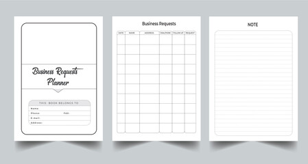 Editable Business Requests Planner Kdp Interior printable template Design.