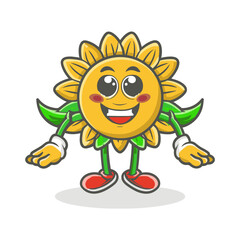 sunflower cartoon character sticker ,  sunflower   comic sticker , plants sticker
