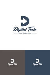 Digital tech logo in vector, hand-drawn logo