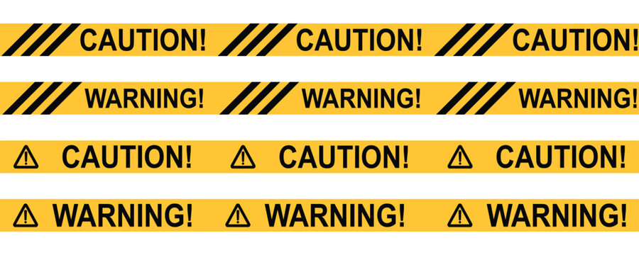 caution warning tape for construction site, road, hazard area, banner image with transparent background.
