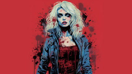 comic book style, Debbie harry as zombie