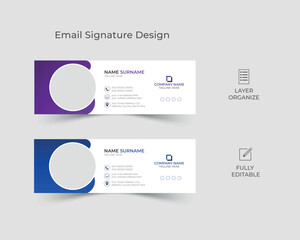 Modern and clean email signature design, email footer or personal social media banner with creative layout.