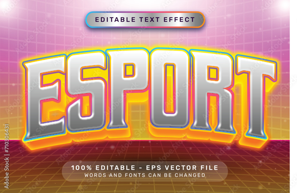 Poster esport effect and editable text effect with light neon color