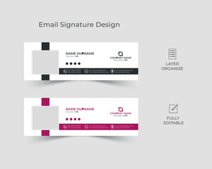 Fototapeta na wymiar Simple and clean email signature design, black and white email footer design, personal social media cover template with modern layout.