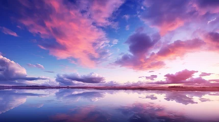 Fotobehang panoramic view of a pink and purple sky at sunset © Aura