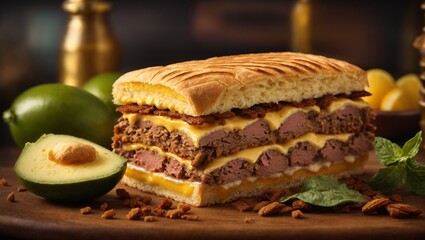 Cubano Sandwich, soft, slightly sweet Cuban bread. Heaps of heavily seasoned pork roast and sliced...