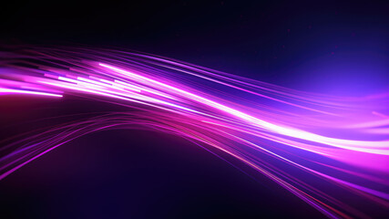 Fototapeta na wymiar Flowing dot particles wave line pattern blue and purple gradient light isolated on dark black background. Concept of AI technology, science, soundwave, big data , website template, and landing page.