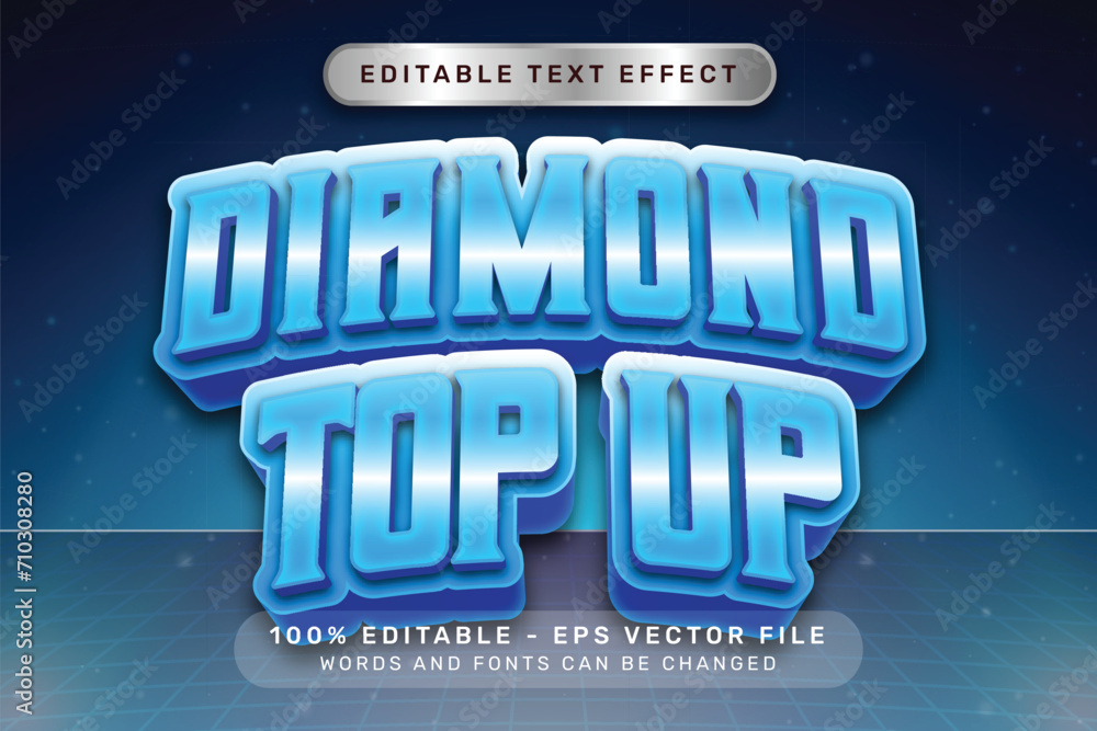 Poster diamond top up effect and editable text effect with light neon color