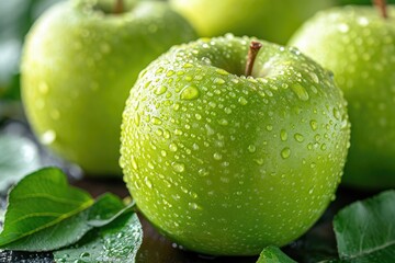 green apples in the middle of the tree garden professional photography