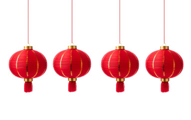 Red Lanterns Adorn a Festive Traditional Chinese Setting Isolated on Transparent Background PNG.