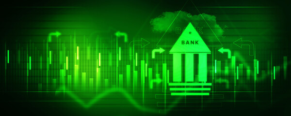 2d illustration Build bank concept
