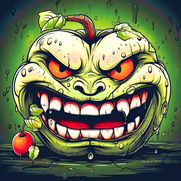 Apple cartoon charcter for kids drawing