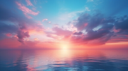 Naklejka na ściany i meble beautiful blurred sunset sky and ocean nature background