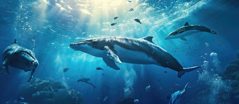 Underwater adventure captures marine life. Photo of wildlife in the ocean.