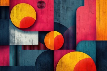 Abstract geometric illustration, bold shapes and bright colors, modern and minimalist design