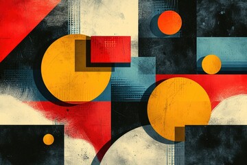 Abstract geometric illustration, bold shapes and bright colors, modern and minimalist design