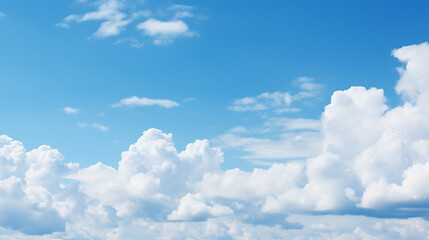 Naklejka na ściany i meble clear blue sky background with clouds and sun bright