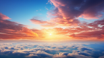 beautiful nature scene of dramatic panorama sky with cloud on sunrise and sunset