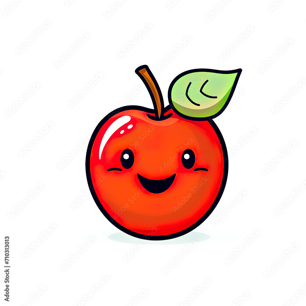 Wall mural Happy smiling funny apple cartoon character