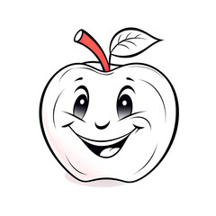 Line art drawing sheet of happy apple