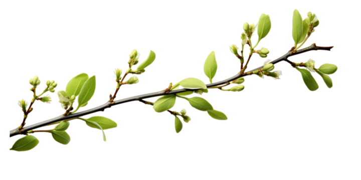 Spring twig with green leaf buds Artificial Intelligence Generative