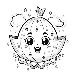 Children coloring sheet of cartoon watermelon