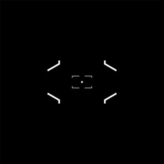 Cyberpunk target, HUD futuristic aim. Cyberpunk style GUI element, tech style sight. Vector futuristic element for game. VR interface element.