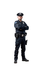 Fototapeta premium Policeman standing full length, isolated on a transparent background.PNG